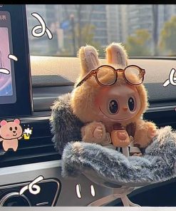 Labubu Car Seat Fluffy Grey