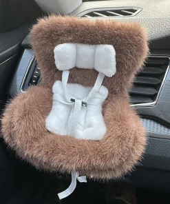 Labubu Car Seat Fluffy Brown