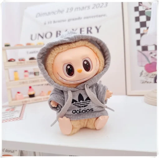 Labubu Adidas hoodie grey